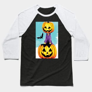 Halloween Scary Evil Pumpkin Funny Pumpkin Head Baseball T-Shirt